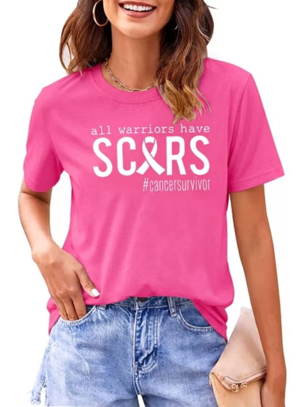 DEXIO Breast Cancer Awareness T-Shirt Women Cancer Survivor Awareness Tee